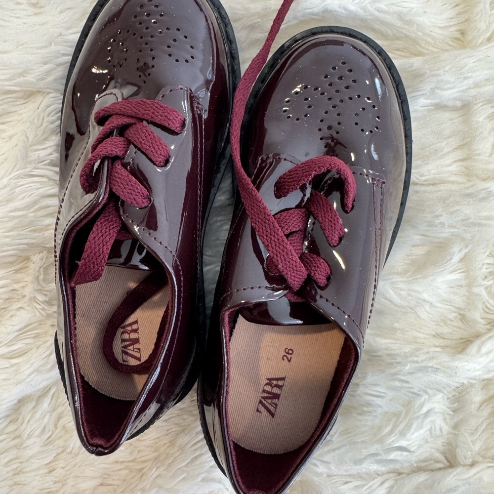Zara Kids Burgundy Patent Leather Shoes